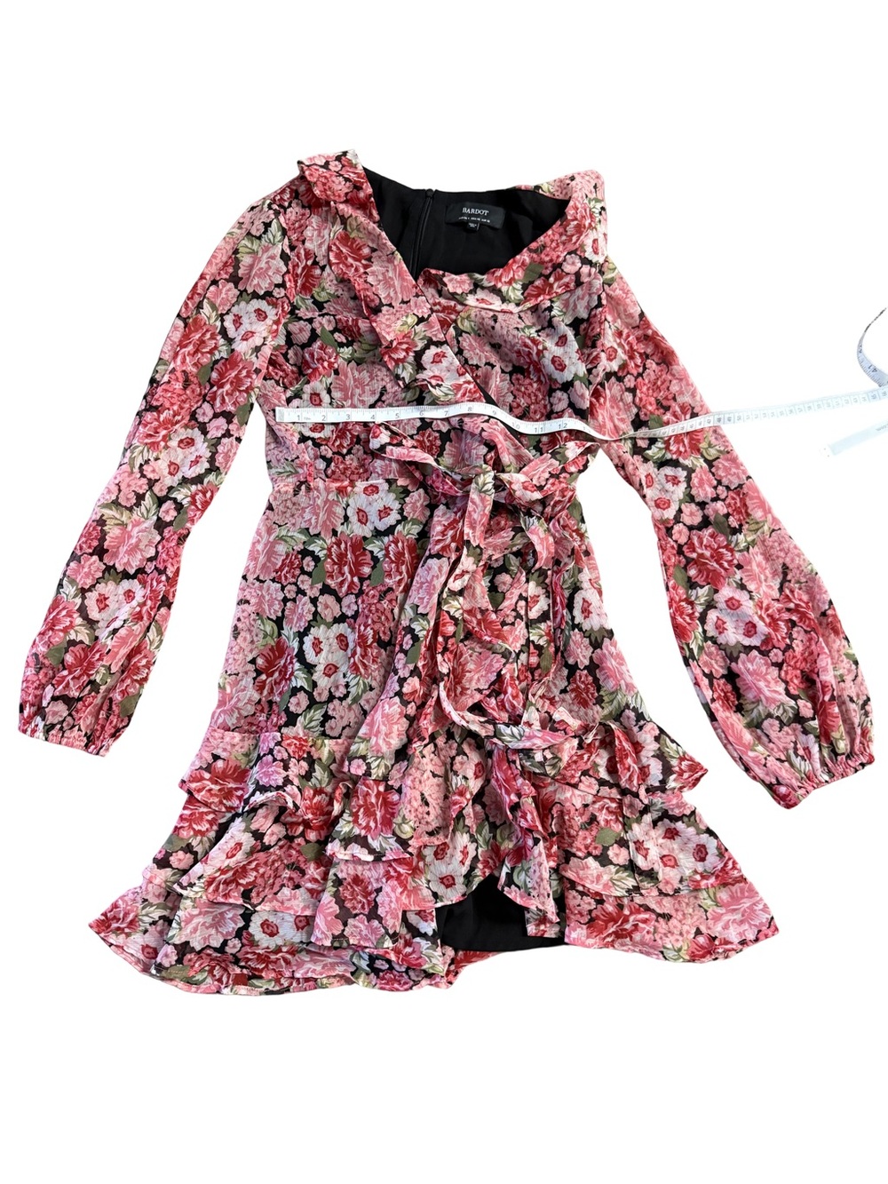 Bardot Pink Floral Ruffle Wrap Dress